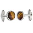 thumbnail image 1 of Mens Brown Tigers Eye Cuff Links in Stainless Steel, 1 of 2