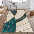 thumbnail image 1 of Luxury Emerald Green Gold Marble Area Rugs, Warm Yellow Background Golden Lines Living Room Rug, Foldable Fade Resistant Washable Rug for Teen Kids Bedside Office Bedroom, 5x6ft, 1 of 7