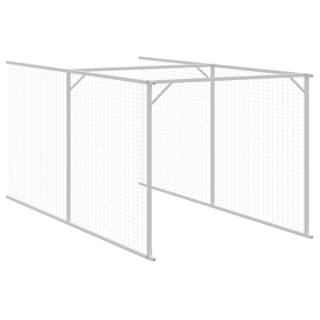 vidaXL Dog House with Run Outdoor Dog Kennel Cage Shelter Galvanized Steel