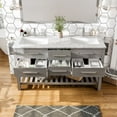thumbnail image 3 of Eviva Natalie 60" Gray Freestanding Double Sink Bathroom Vanity w/ White Carrara Top, 3 of 5