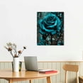 thumbnail image 3 of PIKWEEK Teal Rose Turquoise Blue Flower Contemporary Black and White Pictures for Butterfly Poster Painting Canvas Wall Art Living Room Bedroom Decor Modern  Painting  12*16in/16*20in 16x20 in, 3 of 5