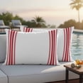 thumbnail image 2 of Outdoor Pillow Cover Red Ticking Vertically Stripe Set of 2 Waterproof Throw Pillowcases Simple Style White Decorative Patio Furniture Pillows for Couch Garden Indoor & Outdoor Use, 2 of 9