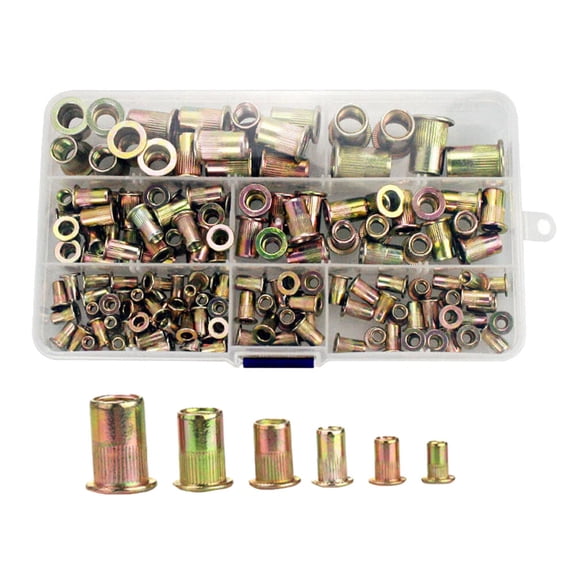 150pcs Rivet Nuts Stainless Steel Flat Head Threaded Insert Rivnut Assortment