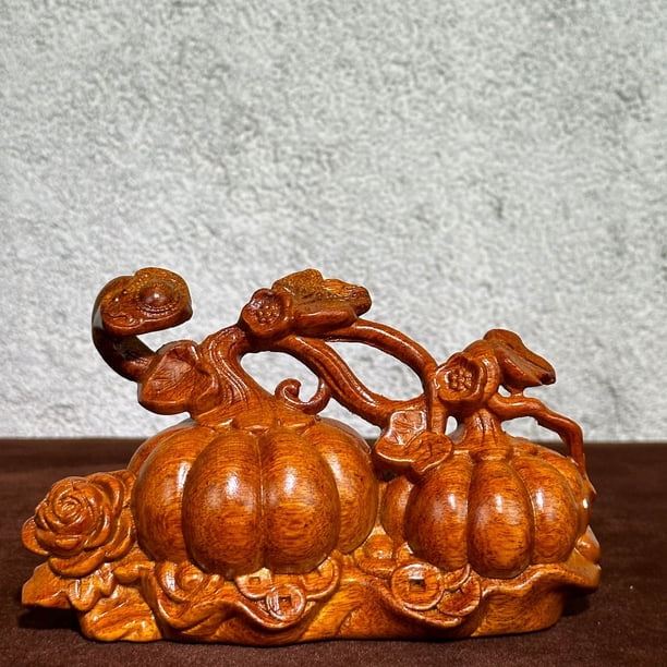 Ebony Pumpkin Ornament - Wealth and Abundance, Auspicious Decoration for Living Room, Entrance Hall, TV Stand, Display Shelf, Housewarming Gift