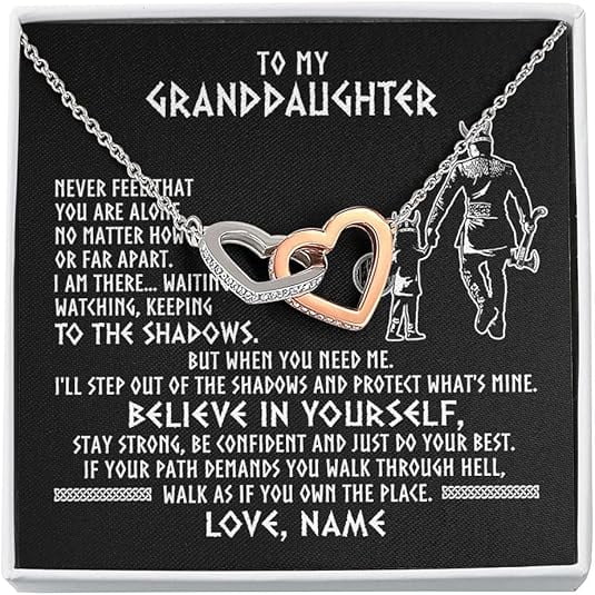 To My Granddaughter Necklace from Grandfather, Granddaughter Birthday Gift Necklace from Grandmother with Customized Message Card and Gift Box, Gift for Granddaughter on Her Wedding