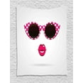 thumbnail image 1 of Lips Tapestry, Retro Pop Art Polka Dotted Cat Eye Sunglasses Icon Blowing Pink Kisses, Wall Hanging for Bedroom Living Room Dorm Decor, 40"W X 60"L, Magenta Black and White, by Ambesonne, 1 of 2