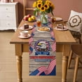 thumbnail image 2 of Anniversary USA Flag Table Runner 70 Inches, Eagle American Flag Brown Wood Bed Runner Dresser Scarves Tabletop for Indoor Outdoor Parties/Ceremony/Banquet, 13" x 70", 2 of 9