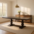 thumbnail image 7 of Benjara 95-123" Dining Table- 2 Extension Leaves- Turned- Antique Black Wood, 7 of 7