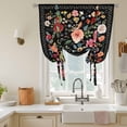 thumbnail image 2 of Tie Up Curtains for Windows Black Floral Valance Adjustable Balloon Curtain Farmhouse Vintage Flower Tie Up Shades for Kitchen Living Room Bedroom Privacy Curtain Drape 34x45 Inch, 2 of 9