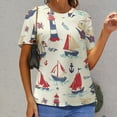 thumbnail image 3 of Nautical Sailboats Lighthouses-2 Women's Short Sleeve T-Shirt Crew Neck Casual Summer Trendy Loose Fit Tops, 3 of 7