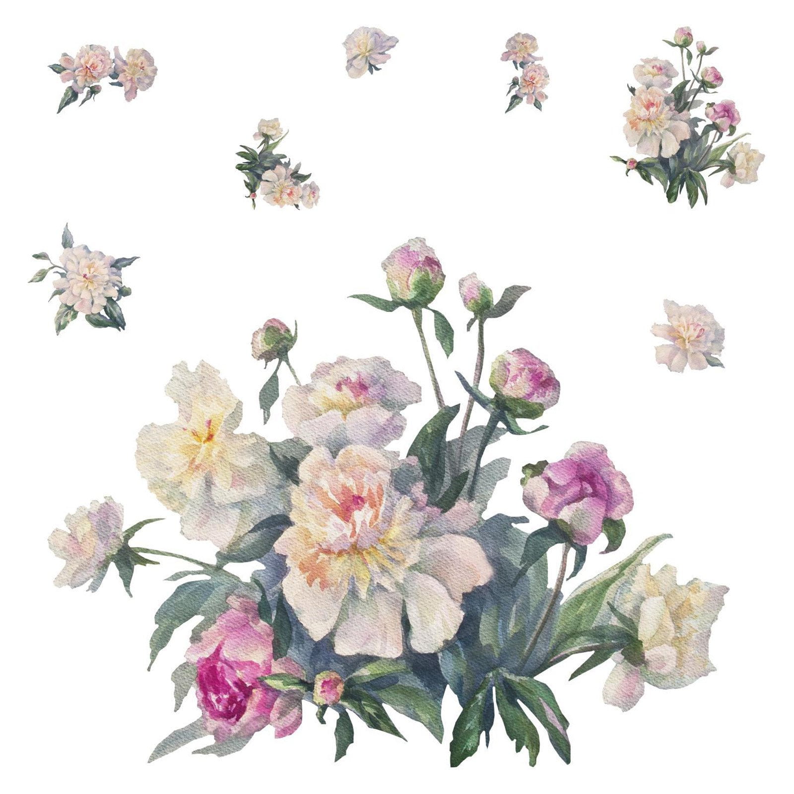 RoomMates White and Pink Floral Bouquet Peel and Stick Giant Wall Decals, 35.85 inches x 23.71 inches