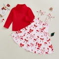 thumbnail image 3 of Okbabeha Kids Toddler Little Girl Christmas Dress Ribbed Sweater Tops+Graffiti Overall Skirt Set Teen Girl Big Girl Xmas Outfits, 3 of 7