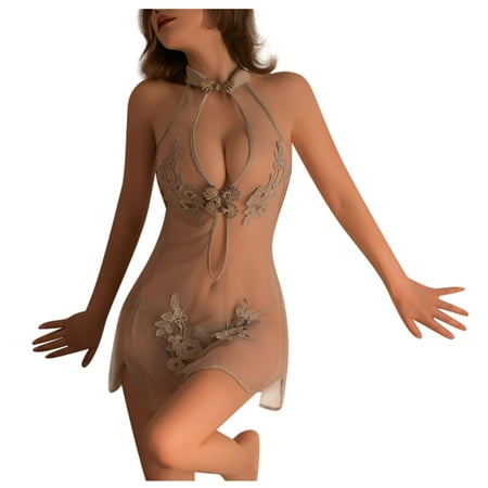 

Knosfe Chemise See Through Bodysuit for Women Sleepwear Nightgown Lace Babydoll Women Chemise Sexy Lingerie