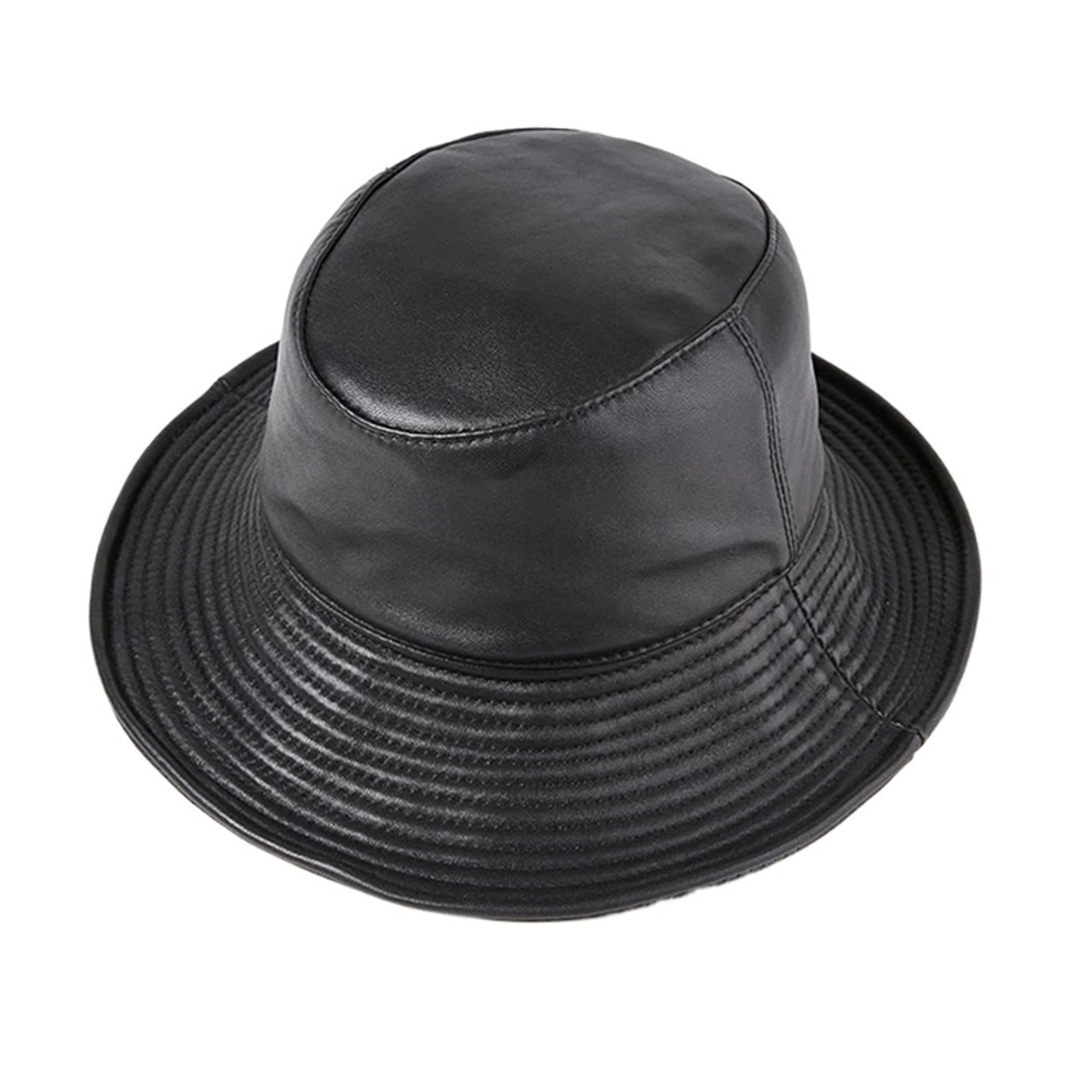 Japanese Unisex Genuine Leather Bucket Hats Men Fisherman Caps Easy Carry Street Bonnet ,Unique Design
