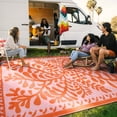 thumbnail image 3 of SUNDEREY 9’X12’Outdoor Rug for Patio,Waterproof Beach Mats, Seaweed Pattern Plastic Straw Outdoor Rugs for RV Patio Deck Beach Porch Backyard,Orange, 3 of 9
