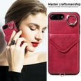 thumbnail image 4 of Allytech iPhone 7 Plus/8 Plus Case with Ring Holder & Shoulder Strap, Retro PU Leather Cards Slots Kickstand Detachable Lanyard Shockproof Wallet Case Cover for Apple iPhone 7 Plus/8 Plus - Red, 4 of 14