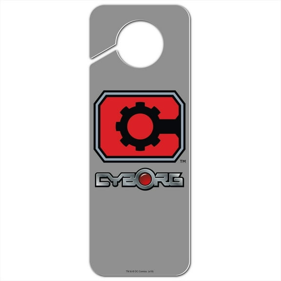 Justice League Cyborg Logo Plastic Door Knob Hanger Sign