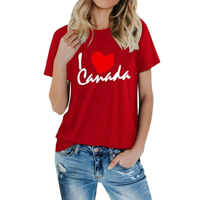 AQUARIVE T-Shirts à Manches Courtes pour Femmes, Impression Tendance, Col Rond, Coton Confortable, Été, Décontracté, Rouge TG