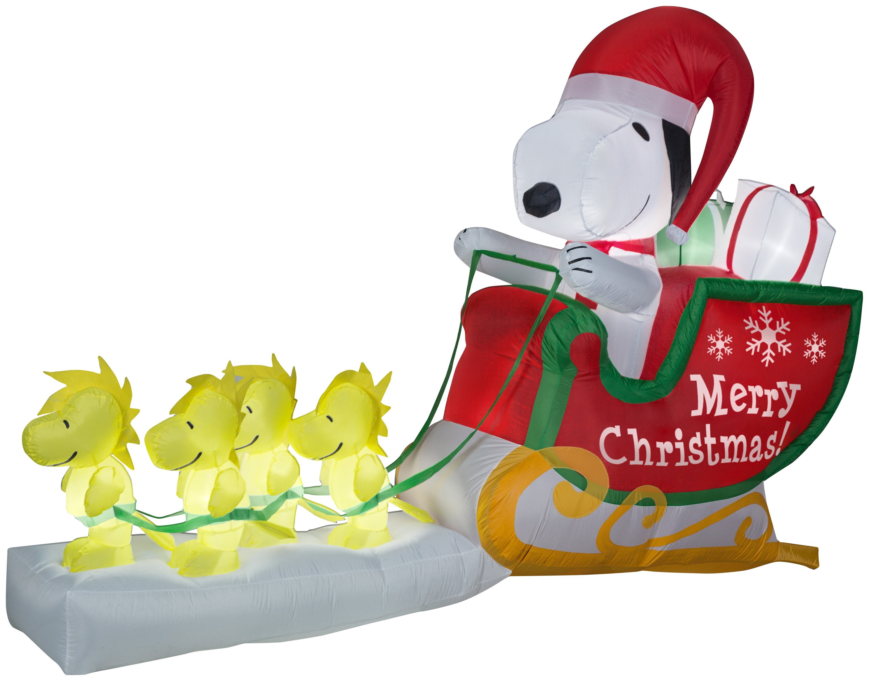 Gemmy 8' Airblown Inflatable Snoopy as Santa in Sleigh Scene Walmart