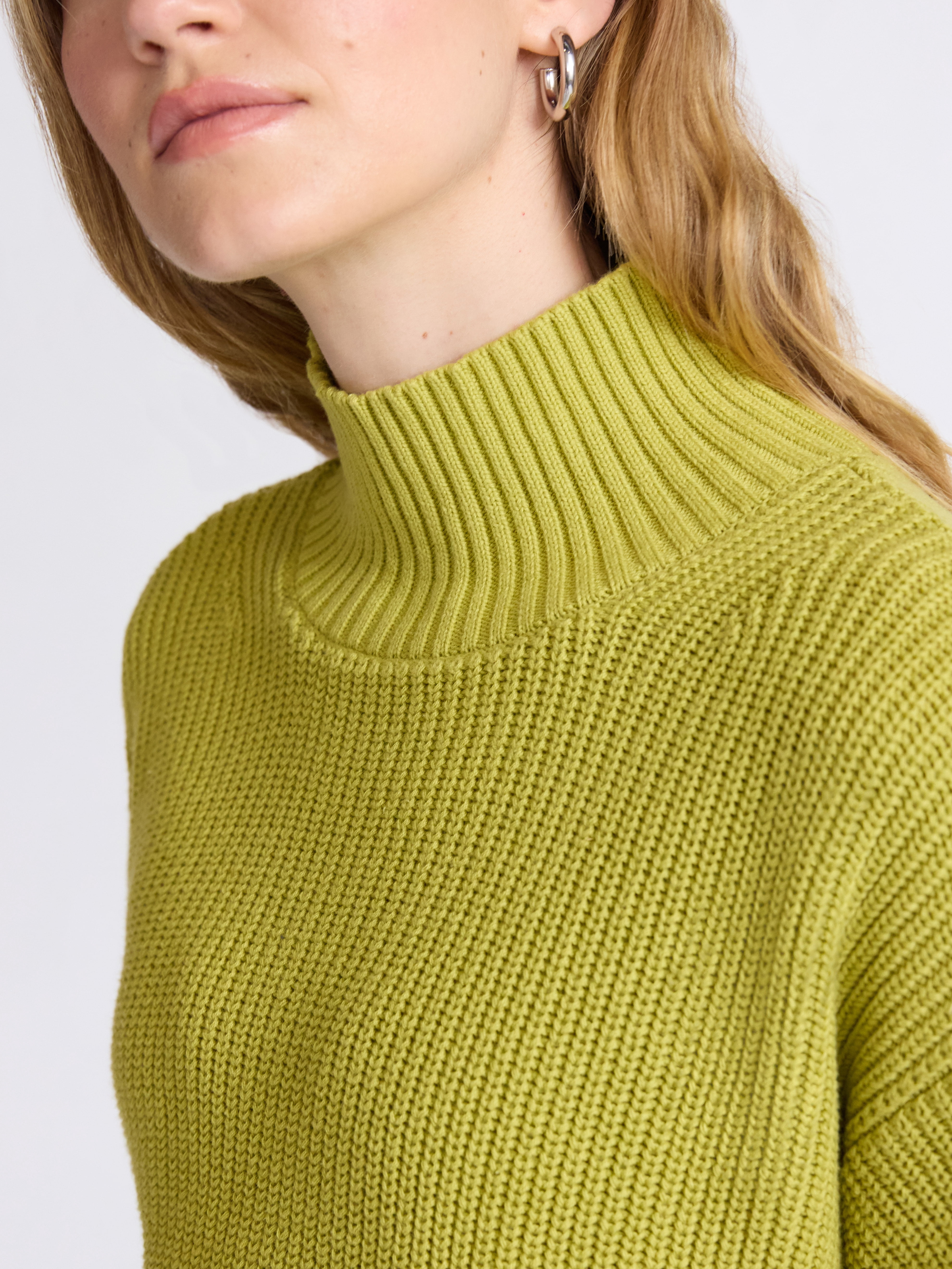 Scoop Women’s Cotton Boxy Ribbed Turtleneck Sweater, Midweight, Size XS-XXL