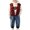 Red, variant on Coerni Boys Vintage Layered 3 Piece Set Button Down Workwear Vest & Hoodie Sweatshirt & Denim Pants Kids Trendy Handsome Matching Set