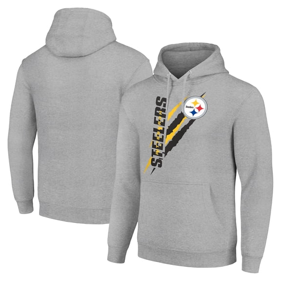 Unisex Starter Heather Gray Pittsburgh Steelers Color Scratch Fleece Pullover Hoodie