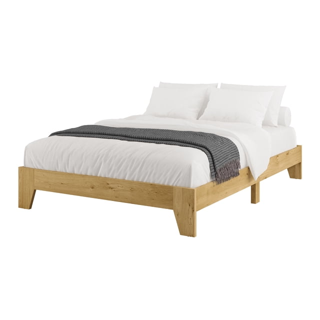 Kris & Ally Sakura Full/Double Durable Engineered Wood Minimalist Platform Bed Frame with Slats - No Headboard, No Boxspring Required, Minimalist Design