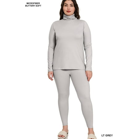 TheLovely Women s Microfiber Soft Fabric Mock Neck Long Sleeve Top & Leggings - 2 Pieces Tracksuit Set