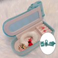 thumbnail image 3 of Chic Jewelry Storage Case for Girls Women Box small Rings Necklace 1 Set Peacock Blue, 3 of 8