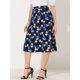 thumbnail image 3 of INSPIRE CHIC Falda midi de una línea con estampado floral para mujer Faldas vintage de gasa de verano Azul oscuro M, 3 of 5