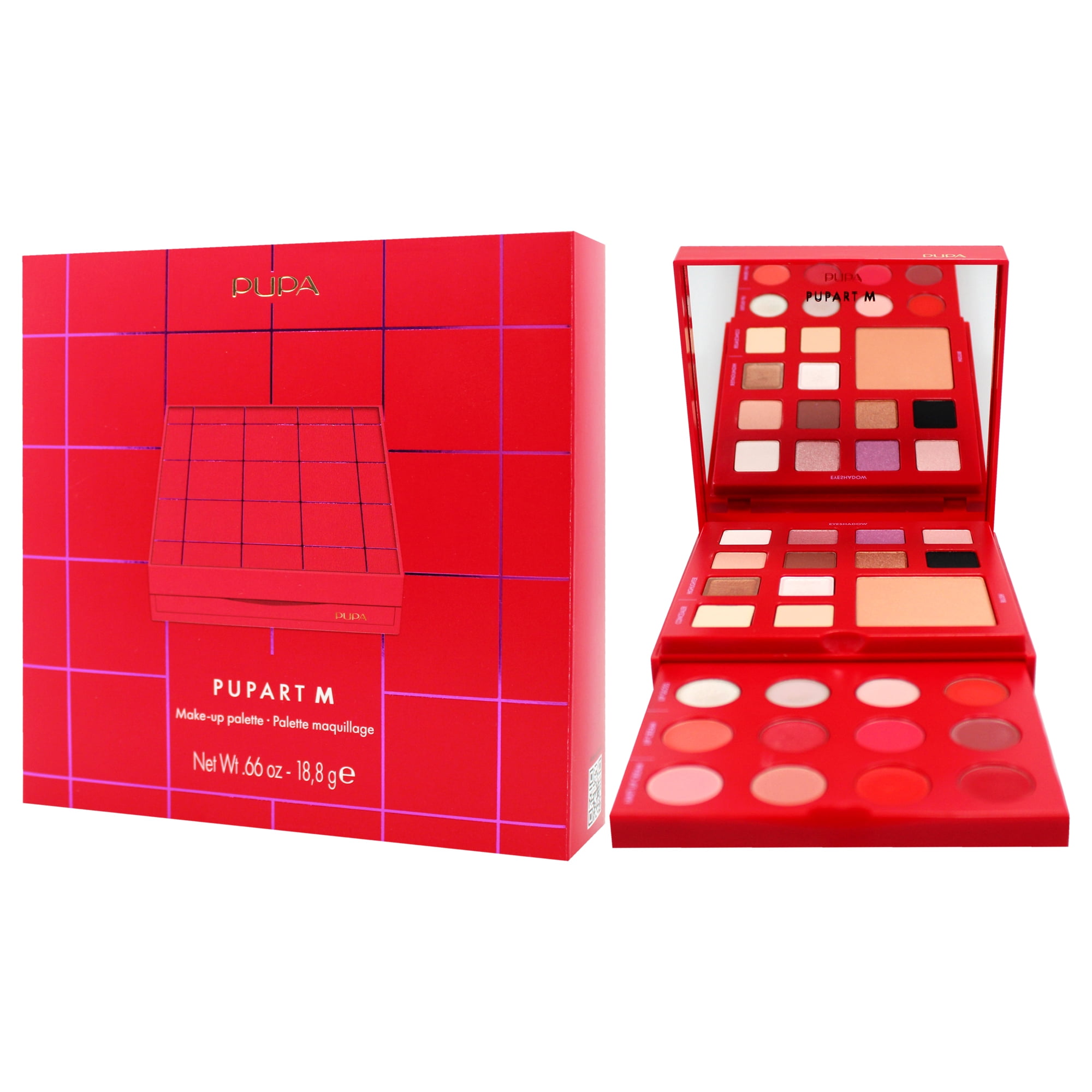 Pupa Milano Pupart M Make-Up Palette, Girls Makeup Kit, 003 Red, 0.4 oz