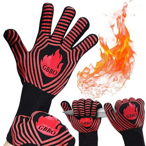 Comsmart BBQ Gloves,  Degree  Heat Resistant Grilling Gloves Silicone Non-Slip Oven Gloves Long Kitchen Gloves for Barbecue, Cooking, Baking, Cutting