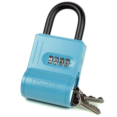 ShurLok SL100W 4Dial Numbered Key Storage Combination Lock Box, Blue