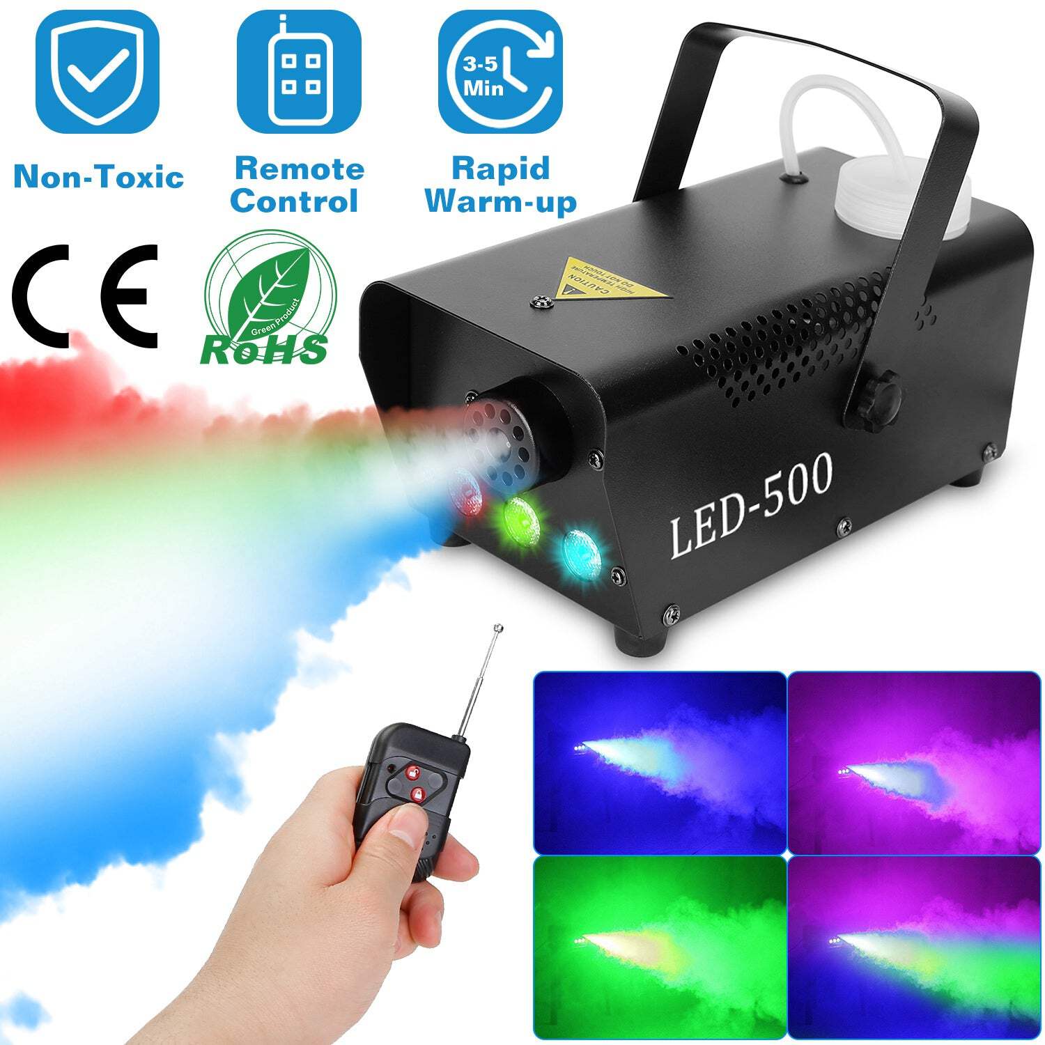 RGB LED Smoke Fog Machine with Remote Control, 400W