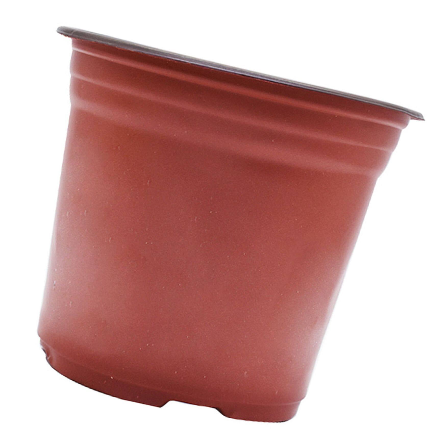 100Pcs Nursery Seedlings Pots, Plastic Planting Flowerpots Gardening Pot Cups Seed Starting Flower Containers for Succulents, Brick Red