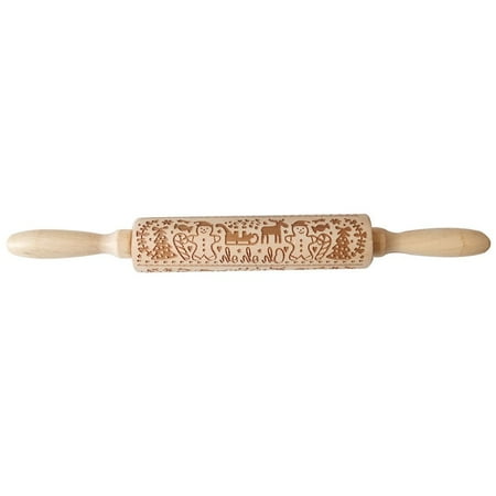 

Wooden Christmas Printed Rolling Pin Carving Pin Baking Embossed Cookie Pin