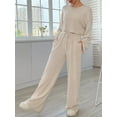 thumbnail image 3 of KelaJuan Women’s Two Piece Outfits Set Long Sleeve Ribbed Knit Crop Tops and Drawstring Pants Set Loungewear, 3 of 6