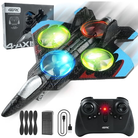 JUGAAD LIFE Foam Drone RC Plane for Kids Adults, 2.4GHZ Remote Control Airplane Fighter Jet Toys for Boys and Beginners, 360° Aircraft Plane with Light
