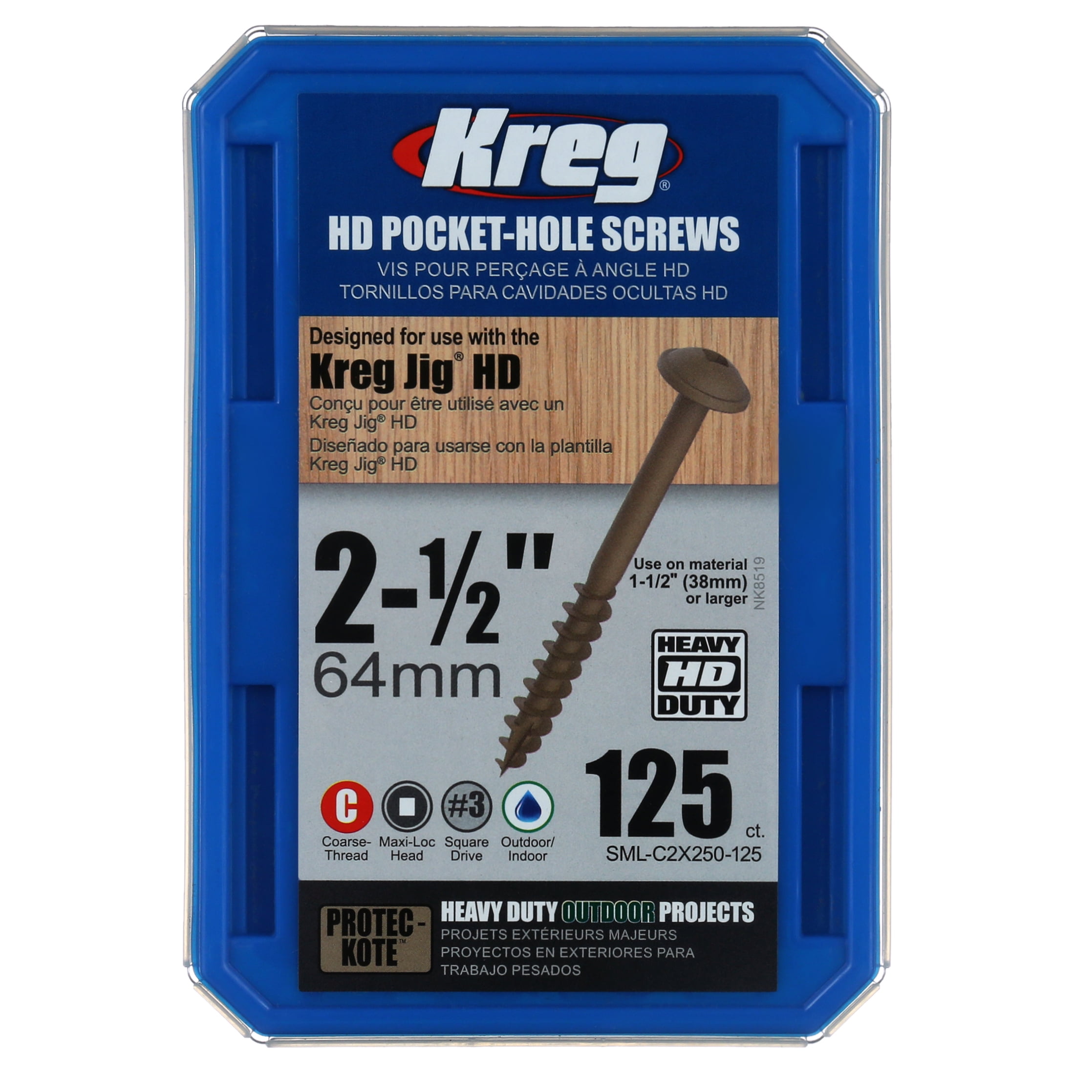 Kreg Jig HD #14 2-1/2 In Coarse Washer Head Pocket Hole Screw 125 Ct. 