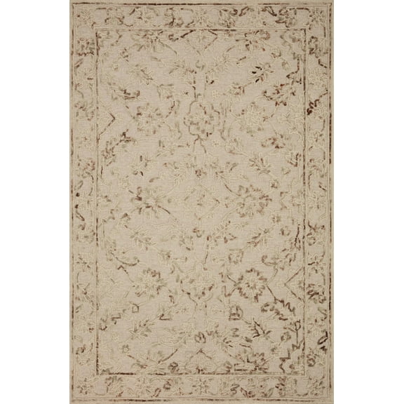 Loloi II Halle HAE-02 Floral Natural / Sage Area Rug 18" x 18" Sample