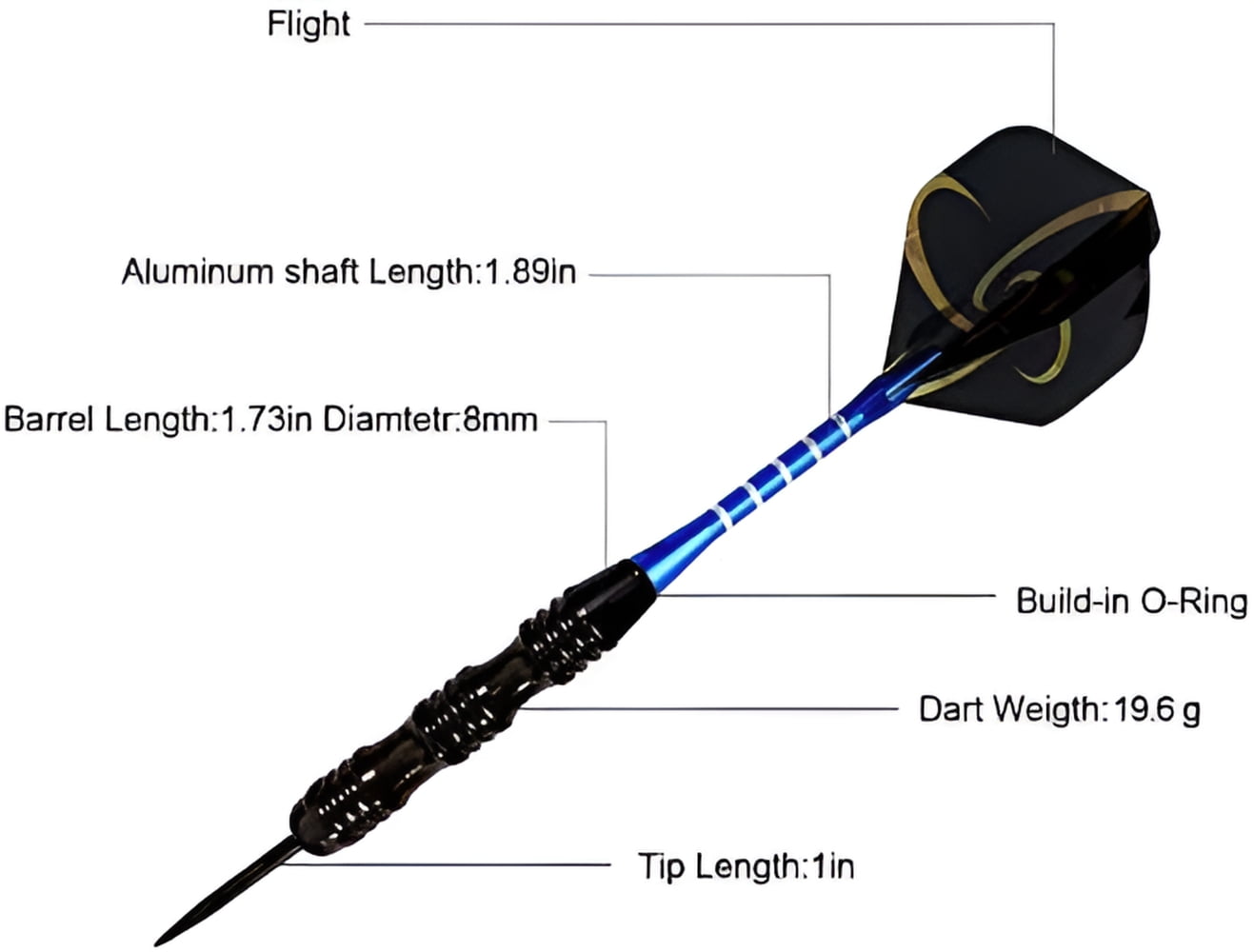 WINSDART Steel Tip Darts Set 12 Pack 22 Grams with 2 Style Flights and Darts Sharpener, Gift Box