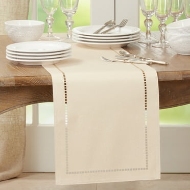 Saro Lifestyle Laser-Cut Hemstitch Table Runner
