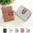 thumbnail image 2 of Toystoory Cartera corta de flores para mujer, monedero de cuero PU, cremallera, tarjetero, monedero Mochilas de mochilero, 2 of 6