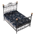 thumbnail image 1 of Cama Doble de Estilo Europeo para Casa de Muñecas 1/12 con Accesorios de Decoración , Negro, Tamaño de la cama (L X W X H): 16 x 11.5 x 13 cm, 1 of 5