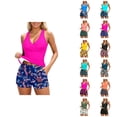 thumbnail image 1 of Womens Bathing Suits Tankini 2026 Trendy Modest Deep V Neck Crossover Top with Swim Shorts Two Piece Bathing Suits for Women, 1 of 5