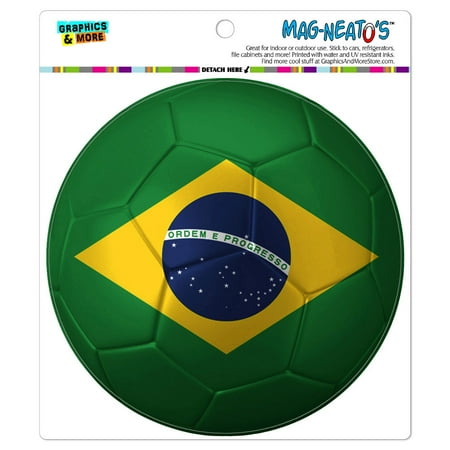 

Brazil Flag Soccer Ball Futbol Football - Circle MAG-NEATO S(TM) Car/Refrigerator Magnet