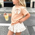thumbnail image 4 of Girls Cute Top Summer 2 Pieces Ruffle Skirt Set with Polka Dots Skirt Outfit Comfy Fashion Clothing Orange 1-2Years, 4 of 6