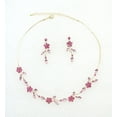 thumbnail image 2 of Faship Gorgeous Pink Rhinestone Crystal Floral Necklace Earrings Set, 2 of 5