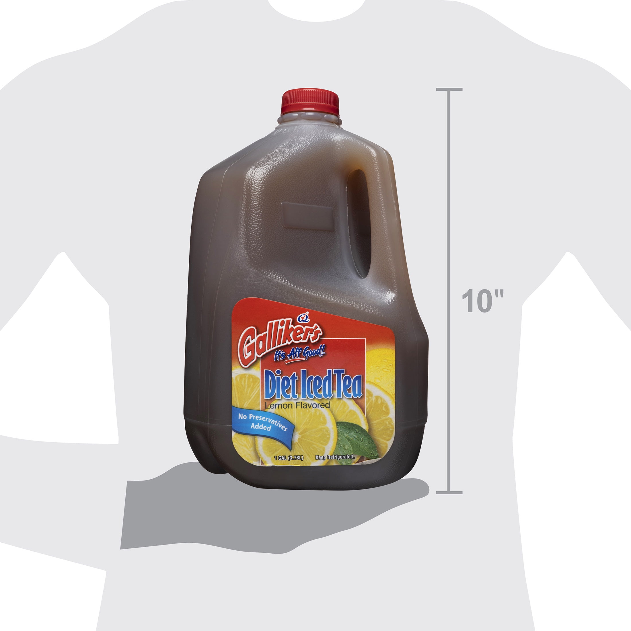 Galliker's Diet Lemon Flavored Iced Tea, Gallon, Plastic Jug, Naturally Caffeinated