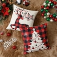 thumbnail image 3 of GymChoice Christmas Decor Pillow Covers,18 X 18 Inches Set of 4 Black and Red Buffalo Plaid Farmhouse Throw Pillowcases Cotton Linen Vintage Cushion Covers Pillow Shams Cases Slipcovers, 3 of 7